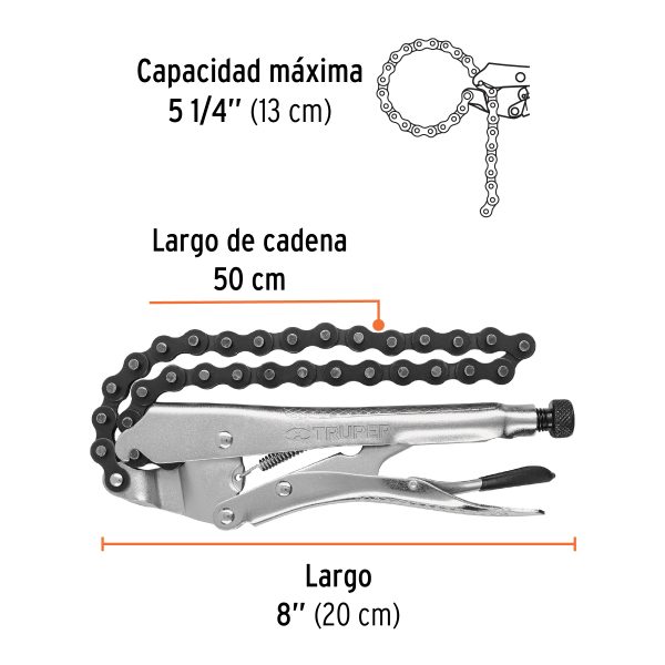 17438 - Pinza de presión 8' de cadena, Truper