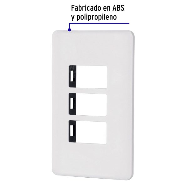 27224 - Placa 3 módulos de ABS, blanca, Volteck Basic