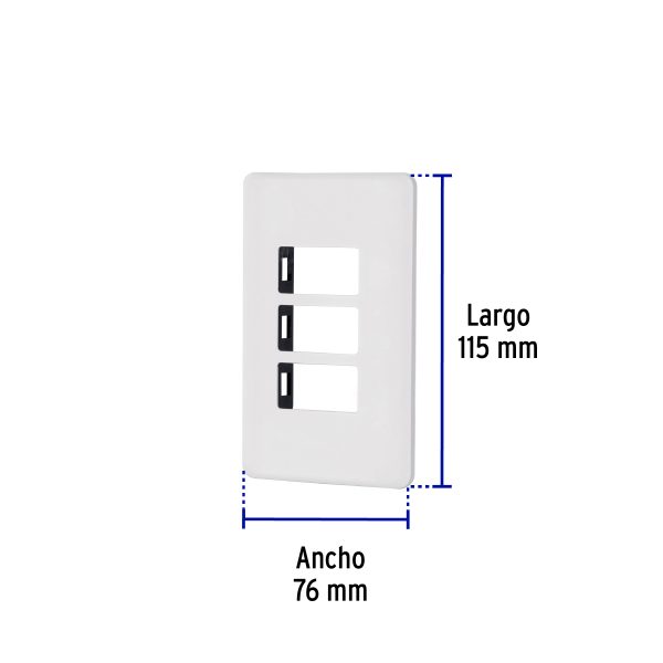 27224 - Placa 3 módulos de ABS, blanca, Volteck Basic