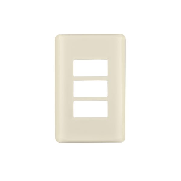 27233 - Placa 3 módulos, marfil, línea Volteck Basic