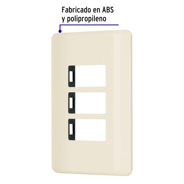 27233 - Placa 3 módulos, marfil, línea Volteck Basic