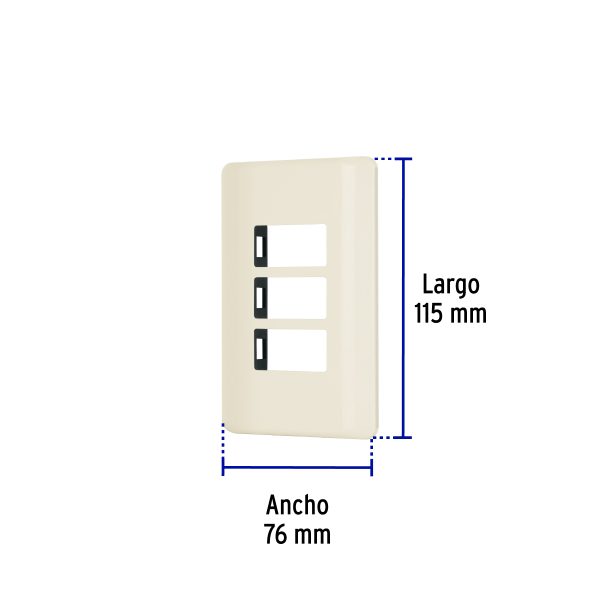 27233 - Placa 3 módulos, marfil, línea Volteck Basic