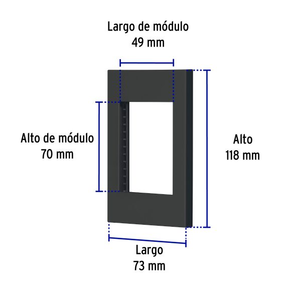 47983 - Placa 1 ventana, 3 módulos, línea Española, color negro