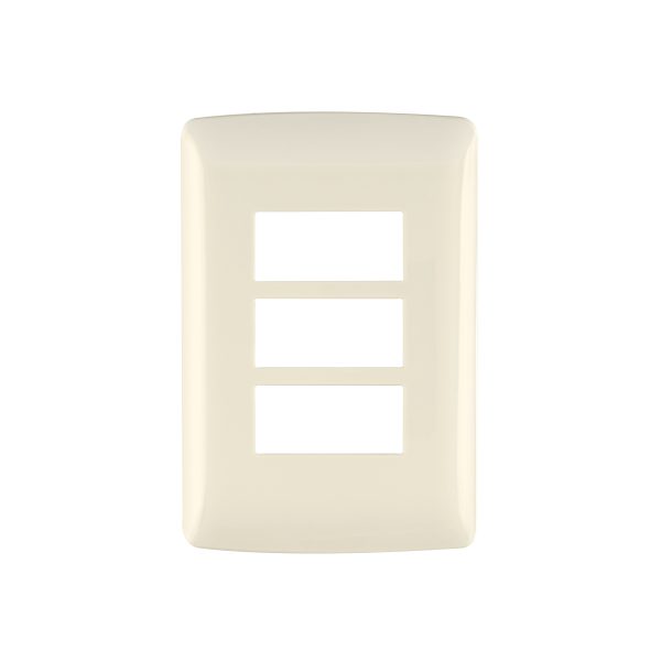 48090 - Placa 3 módulos de ABS, línea Italiana, color marfil