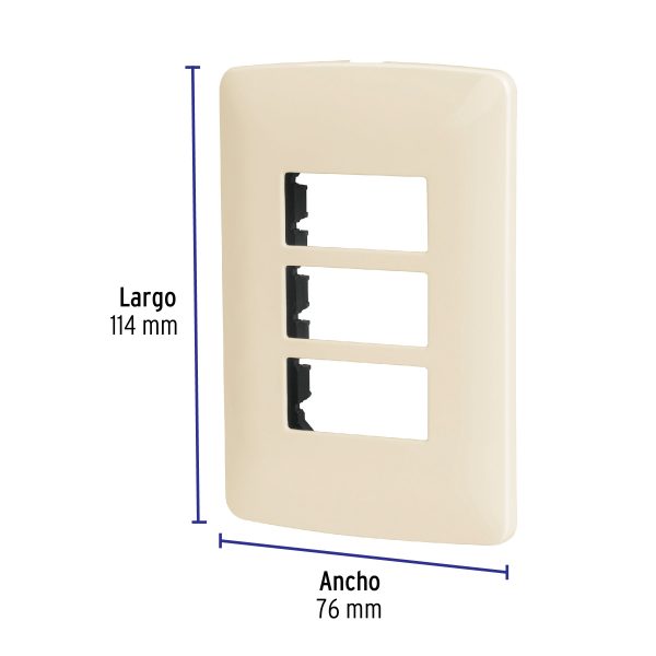 48090 - Placa 3 módulos de ABS, línea Italiana, color marfil