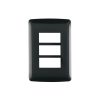 40138 - Placa 3 modulos, Italiana, color negro, Volteck