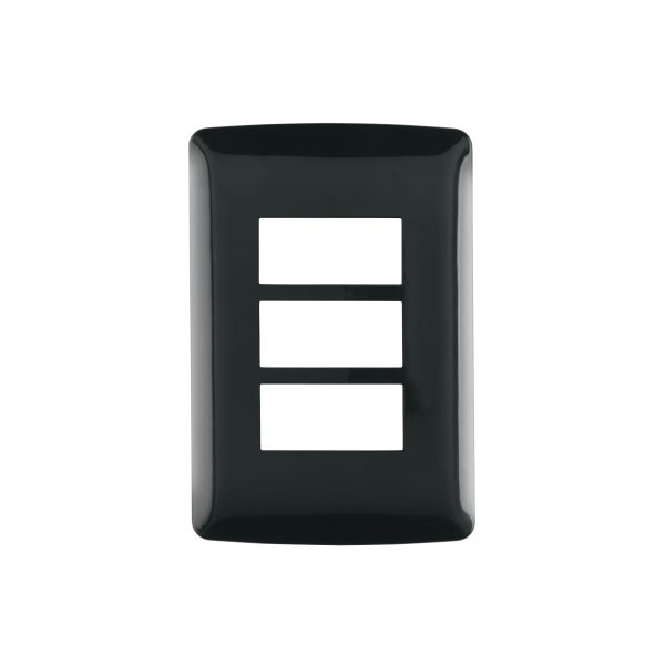 40138 - Placa 3 modulos, Italiana, color negro, Volteck
