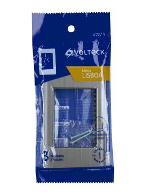 47819 - Placa de acero inox con 1 ventana 3 módulos, línea Lisboa