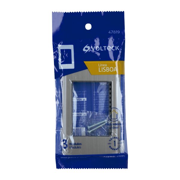 47819 - Placa de acero inox con 1 ventana 3 módulos, línea Lisboa