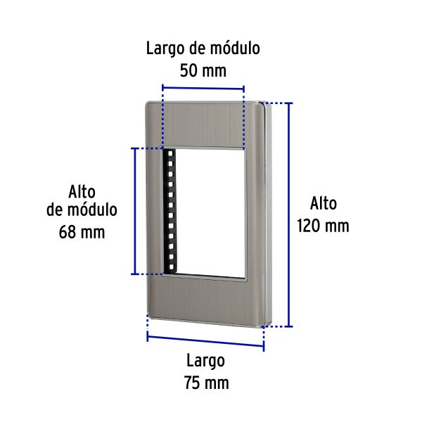 47819 - Placa de acero inox con 1 ventana 3 módulos, línea Lisboa