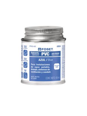 PPVCA-90.jpg 42024 - Cemento p/PVC, azul, alta presión, lata 90ml, FOSET