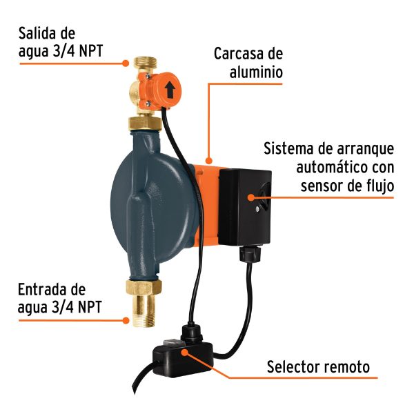 14637 - Bomba presurizadora 1/3 HP, con sensor regulable, TRUPER