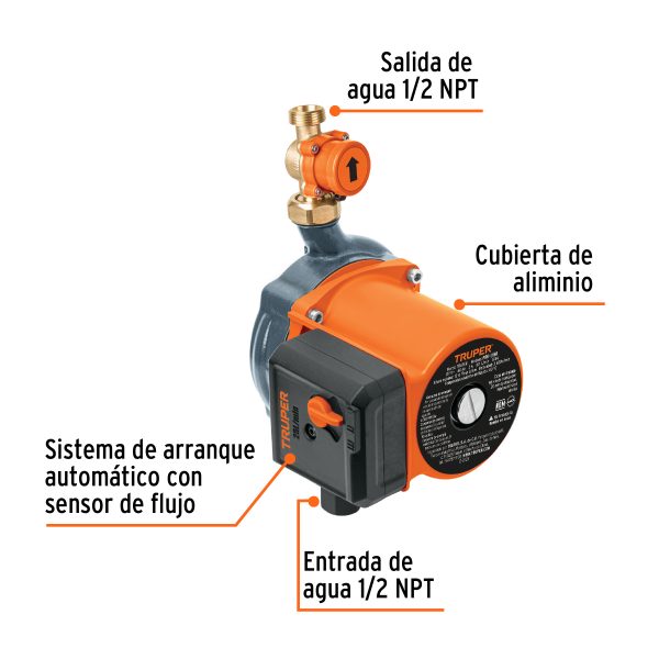 103355 - Bomba presurizadora 1/6 HP, con sensor regulable, TRUPER