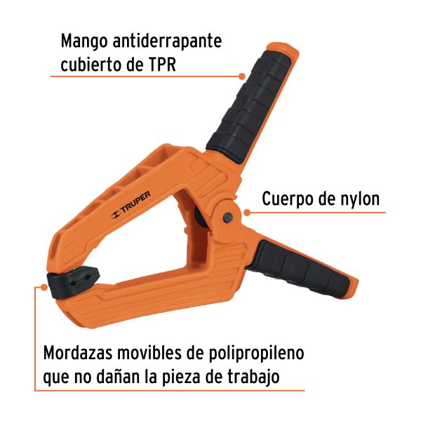 17702 - Prensa de resorte de 8', cuerpo de nylon con mango de TPR