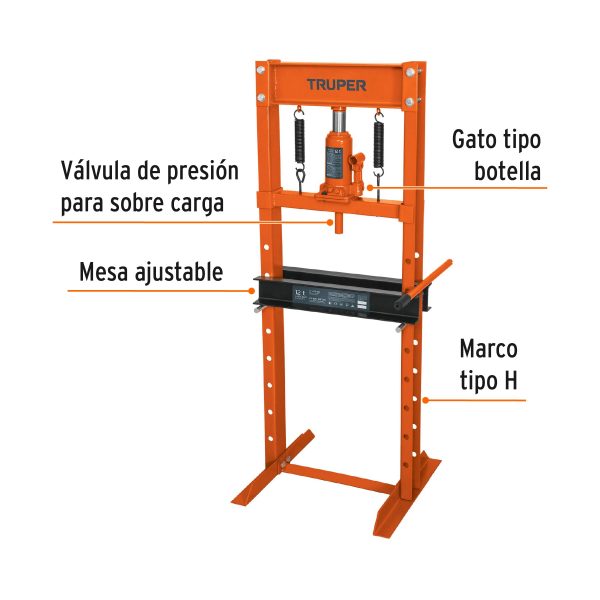 13737 - Prensa hidráulica tipo 'H' de 12 ton, con gato de botella