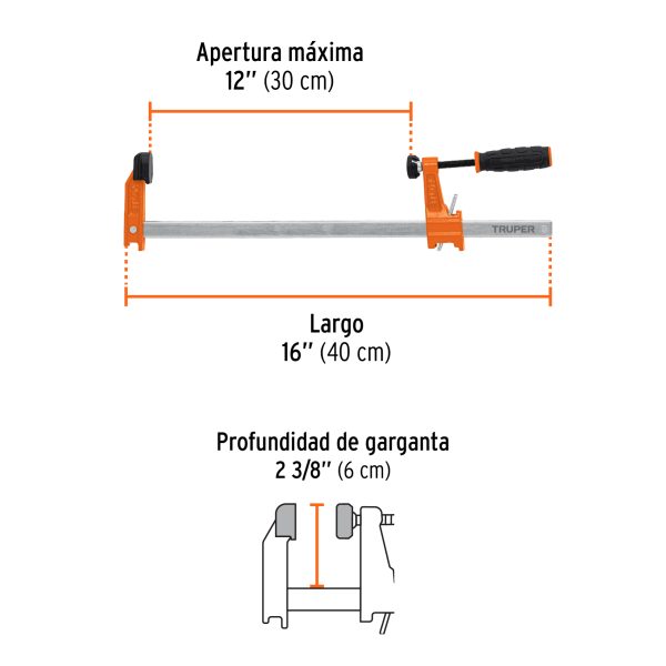 103169 - Prensa rápida tipo 'F' 12', uso ligero, Truper