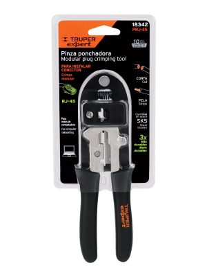 PRJ-45E1.jpg 18342 - Pinza 8' ponchadora para cables RJ-45, 8 contactos, Truper