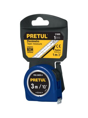 21609 - Flexómetro azul 3 m cinta 13 mm, en tarjeta, PRETUL