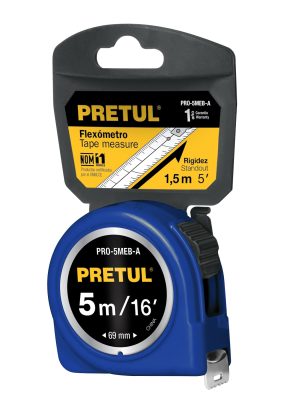 21610 - Flexómetro azul 5 m cinta 19 mm, en tarjeta, PRETUL