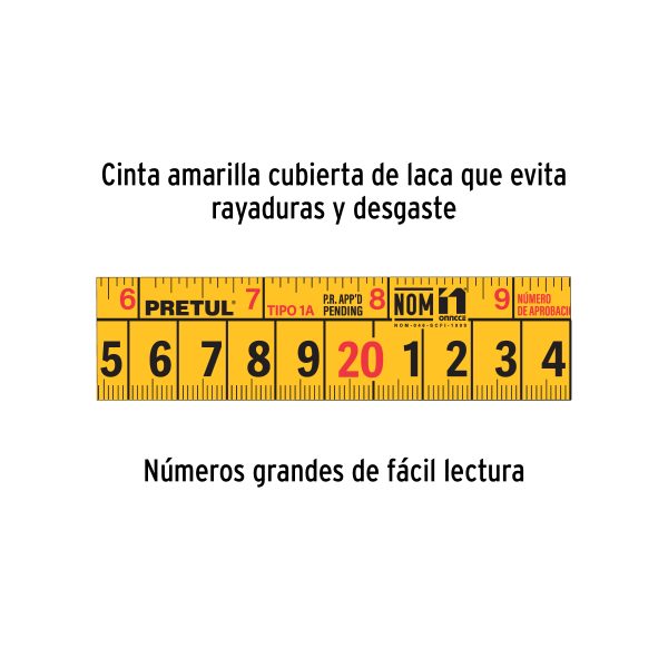 21612 - Flexómetro rojo 5 m cinta 19 mm, en tarjeta, PRETUL