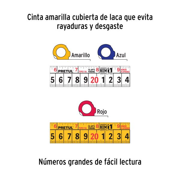 21608 - Flexómetro 5 m cinta 19 mm, display box con 12 pzas, PRETUL