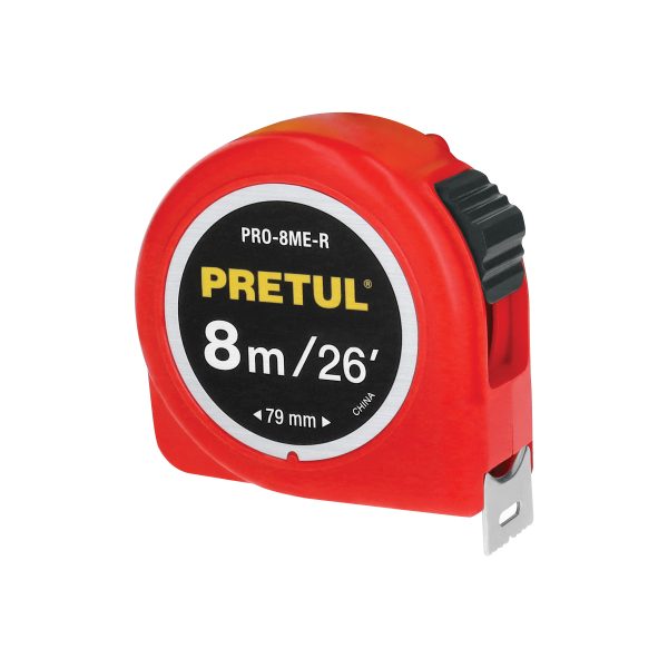 29999 - Flexómetro rojo 8 m cinta 25 mm, en tarjeta, PRETUL