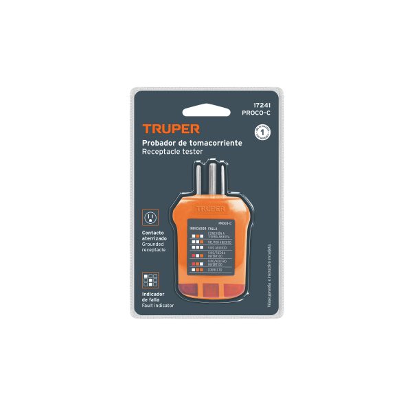 17241 - Probador de tomacorriente, corriente alterna, Truper