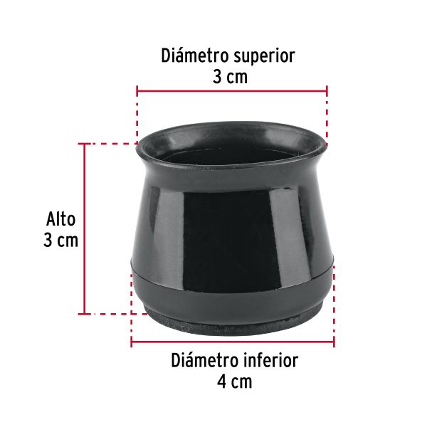 49847 - Caja con 24 protectores para patas de silla, negro