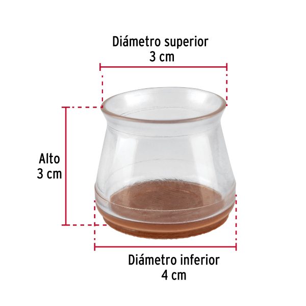 49846 - Caja con 24 protectores para patas de silla, transparente