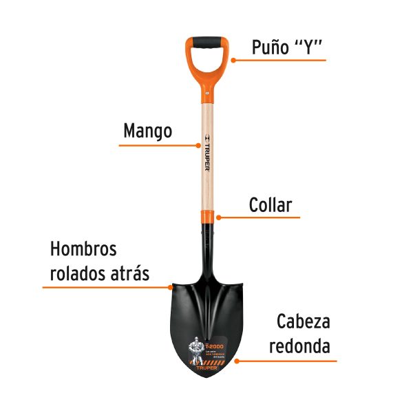 17160 - Pala redonda T-2000, puño 'Y', Truper