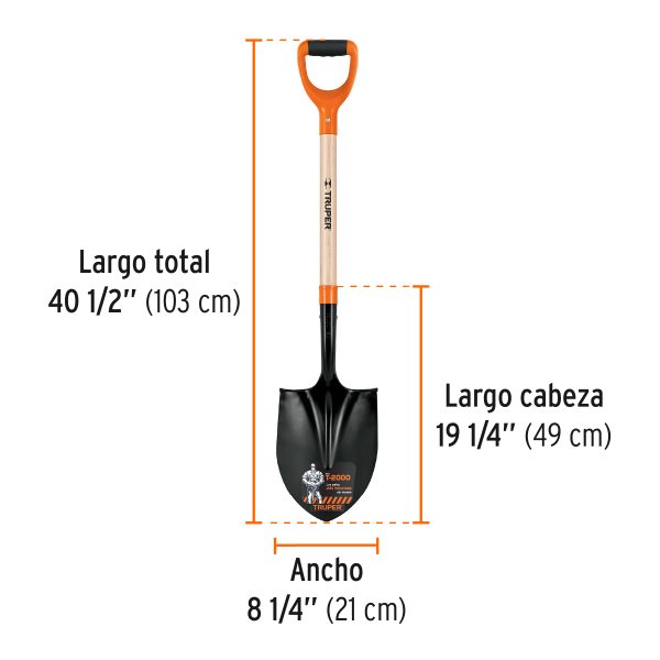 17160 - Pala redonda T-2000, puño 'Y', Truper