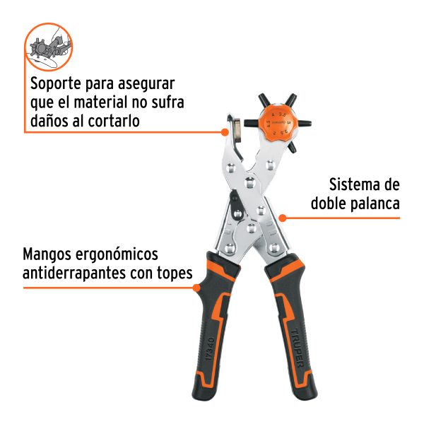 17340 - Pinza sacabocados 9' mango de PVC, Truper