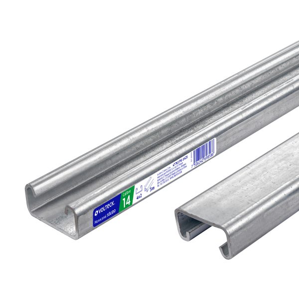 47763 - Perfil monocanal sólido de 3 m, 4 x 2 cm cal. 14, VOLTECK
