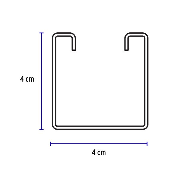 47766 - Perfil monocanal perforado de 3 m, 4 x 4 cm cal. 14, VOLTECK