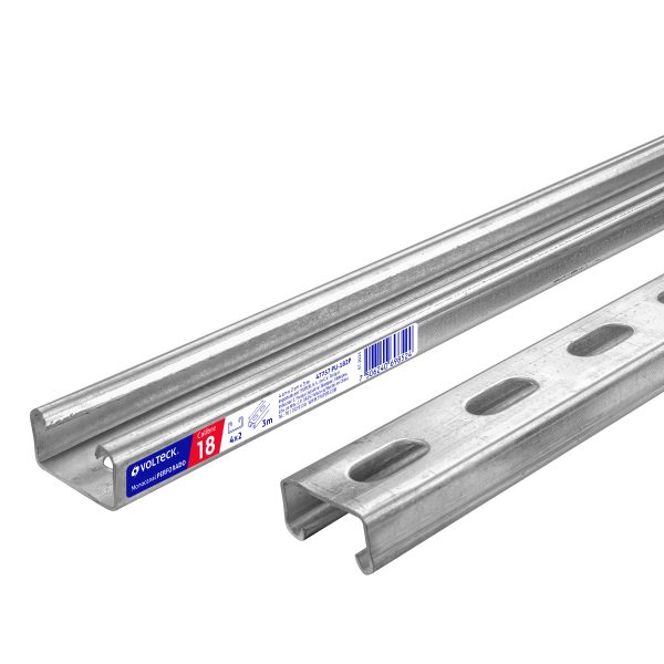 47757 - Perfil monocanal perforado de 3 m, 4 x 2 cm cal. 18, VOLTECK