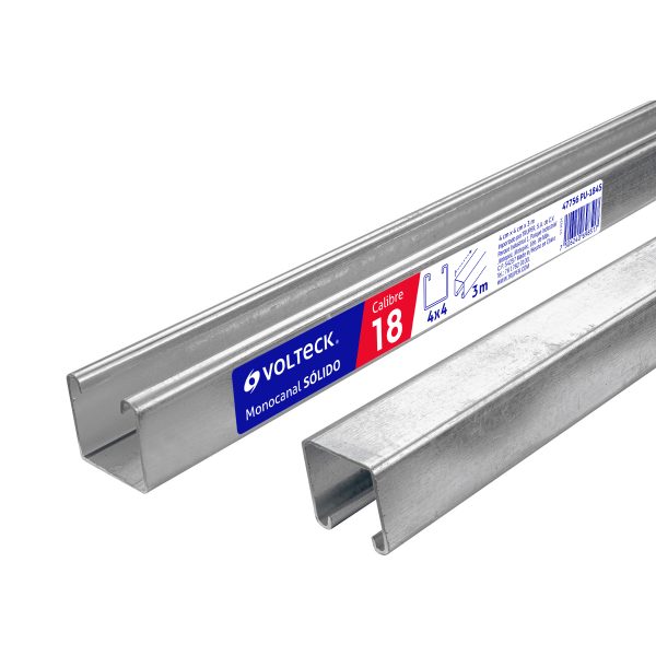 47756 - Perfil monocanal sólido de 3 m, 4 x 4 cm cal. 18, VOLTECK