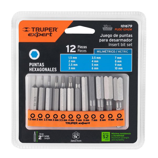 101679 - Juego de 12 puntas hexagonales mm largo 2', Expert