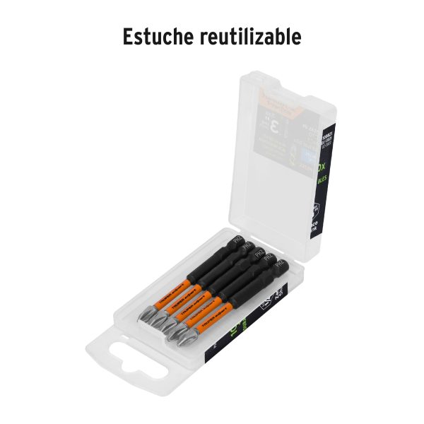 100821 - Estuche con 5 puntas de cruz PH2 de impacto largo 3', Expert