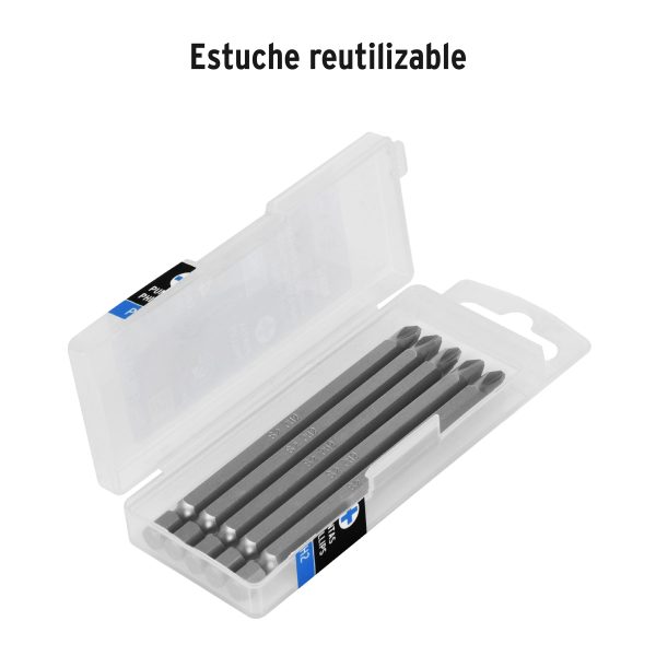 101812 - Estuche con 5 puntas de cruz PH2 largo 4', Truper Expert