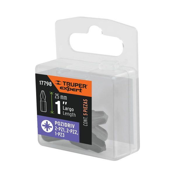 17798 - Estuche con 5 puntas pozidriv combinadas largo 1', Expert