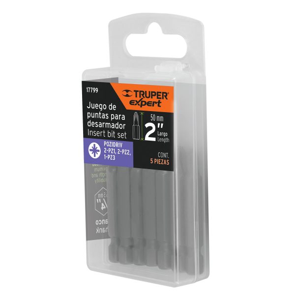 17799 - Estuche con 5 puntas pozidriv combinadas largo 2', Expert