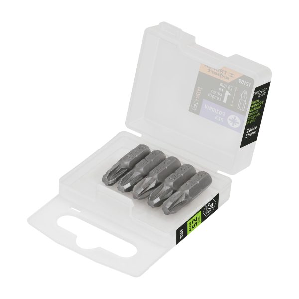 12159 - Estuche con 5 puntas pozidriv PZ3 largo 1', Truper Expert