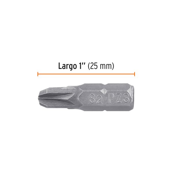 12159 - Estuche con 5 puntas pozidriv PZ3 largo 1', Truper Expert