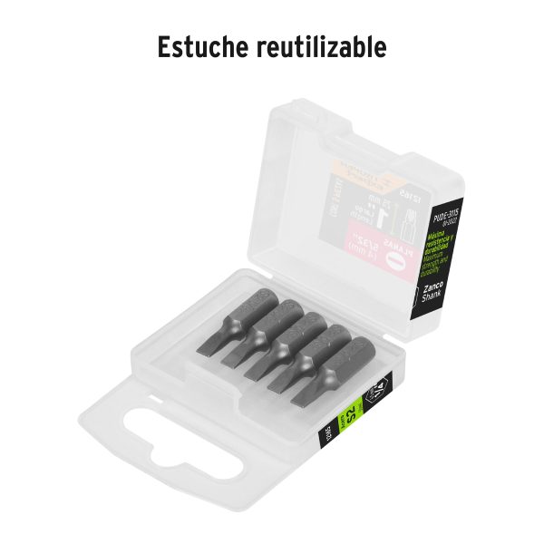 12165 - Estuche con 5 puntas planas de 5/32' largo 1', Truper Expert