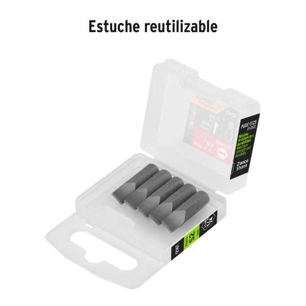 12167 - Estuche con 5 puntas planas de 1/4' largo 1', Truper Expert