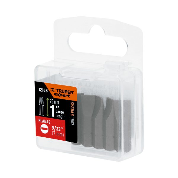 12168 - Estuche con 5 puntas planas de 9/32' largo 1', Truper Expert