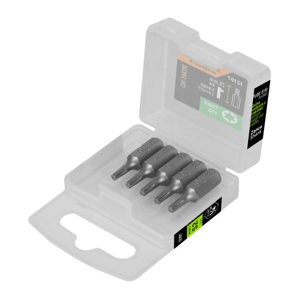 12197 - Estuche con 5 puntas torx T10 largo 1', Truper Expert