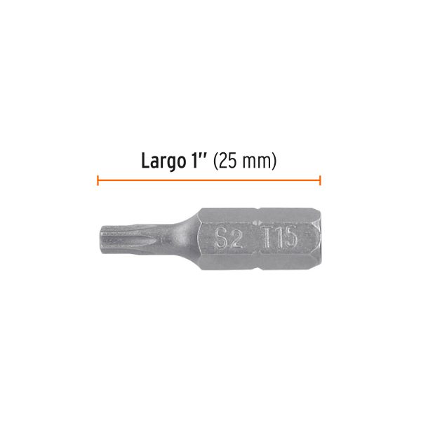 12198 - Estuche con 5 puntas torx T15 largo 1', Truper Expert