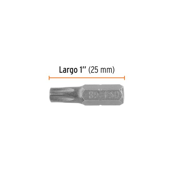 12204 - Estuche con 5 puntas torx T30 largo 1', Truper Expert