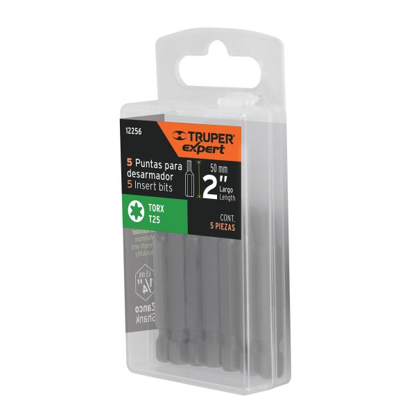 12256 - Estuche con 5 puntas torx T25 largo 2', Truper Expert